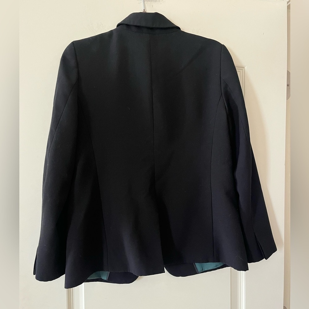 Loft Black Blazer Suit Jacket One Button Closure with Teal Lining Size 8 Petite - Picture 6 of 15